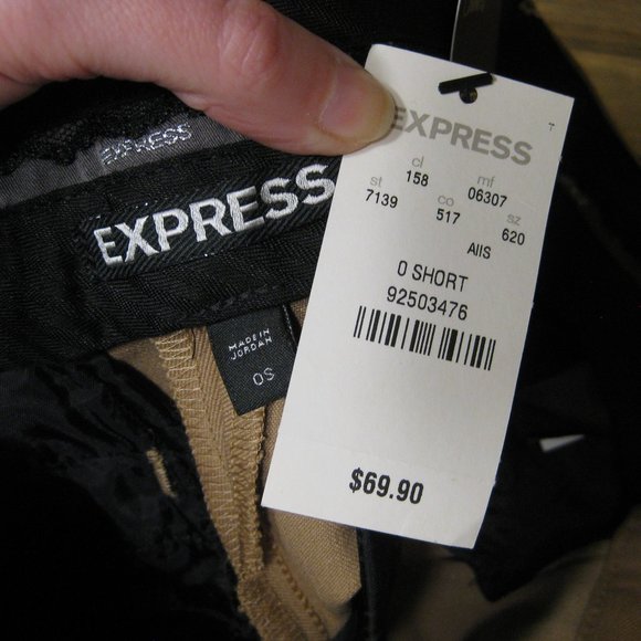 NWT Express tan khaki Columnist dress pants trousers 0 S short - Picture 9 of 9
